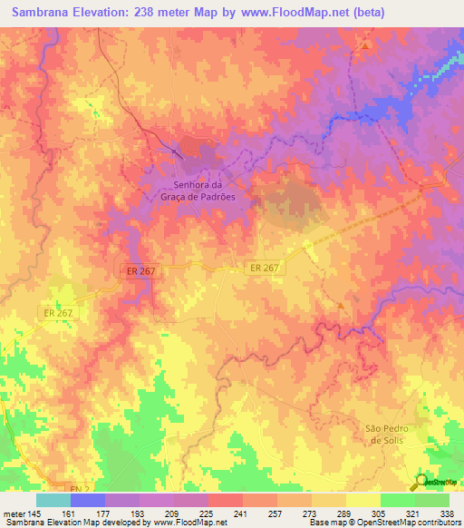 Sambrana,Portugal Elevation Map