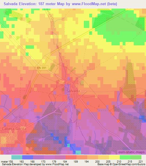 Salvada,Portugal Elevation Map