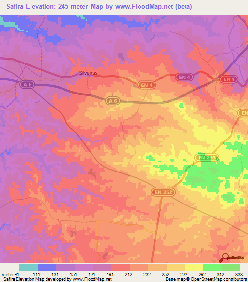 Safira,Portugal Elevation Map