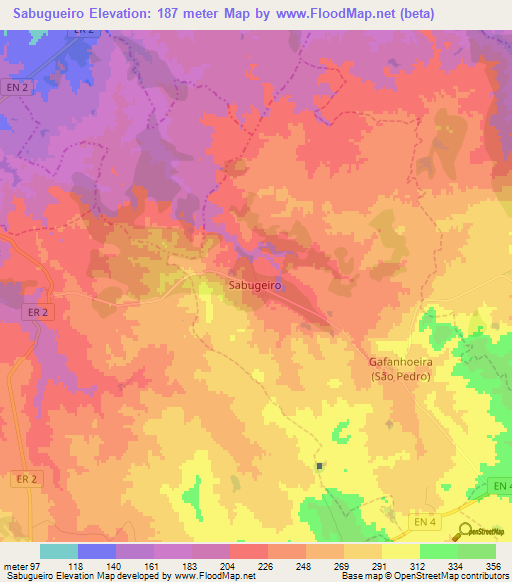 Sabugueiro,Portugal Elevation Map
