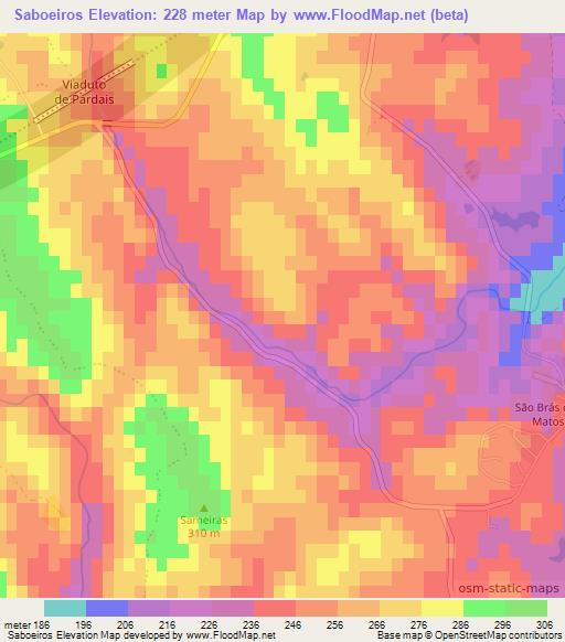 Saboeiros,Portugal Elevation Map