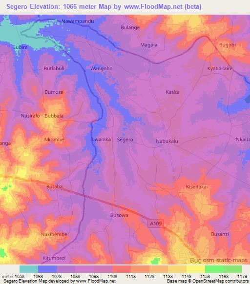Segero,Uganda Elevation Map