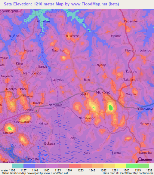 Seta,Uganda Elevation Map