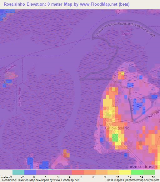 Rosairinho,Portugal Elevation Map