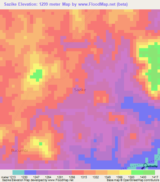 Sazike,Uganda Elevation Map