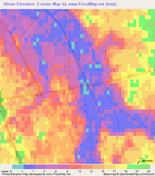 Rilvas,Portugal Elevation Map