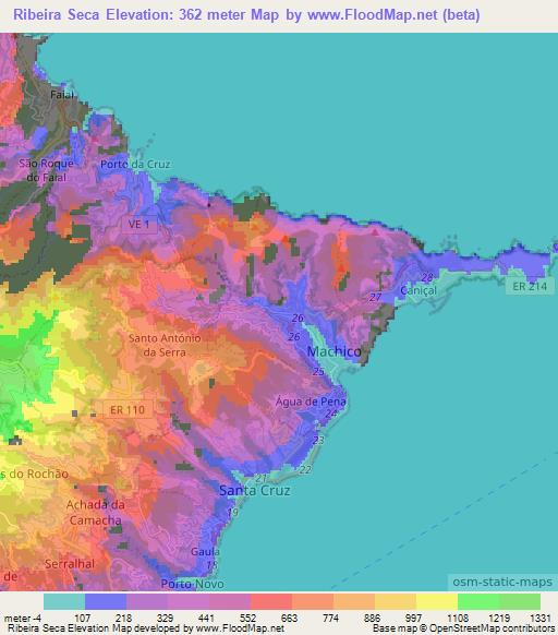 Ribeira Seca,Portugal Elevation Map