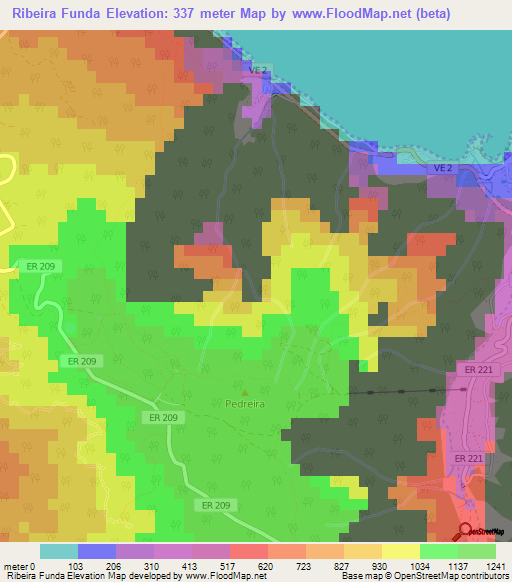Ribeira Funda,Portugal Elevation Map