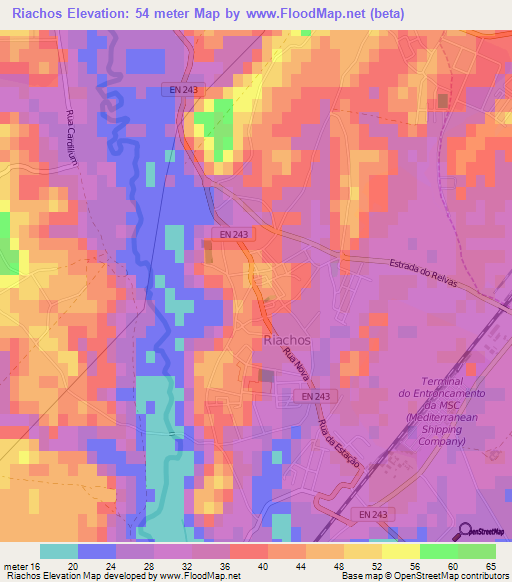 Riachos,Portugal Elevation Map