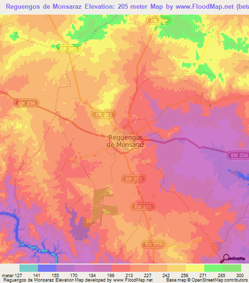 Reguengos de Monsaraz,Portugal Elevation Map