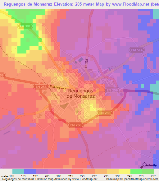 Reguengos de Monsaraz,Portugal Elevation Map