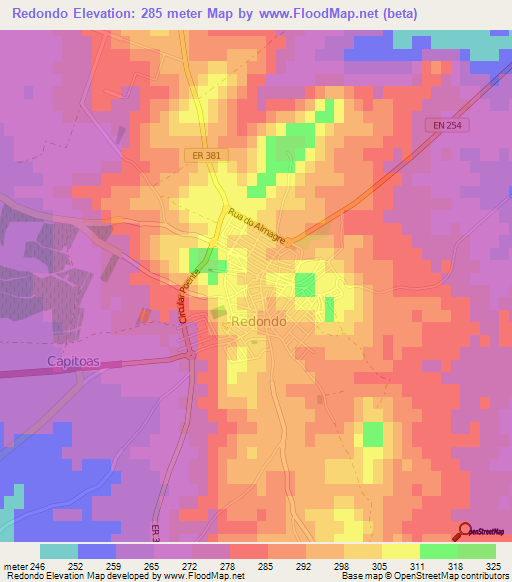 Redondo,Portugal Elevation Map