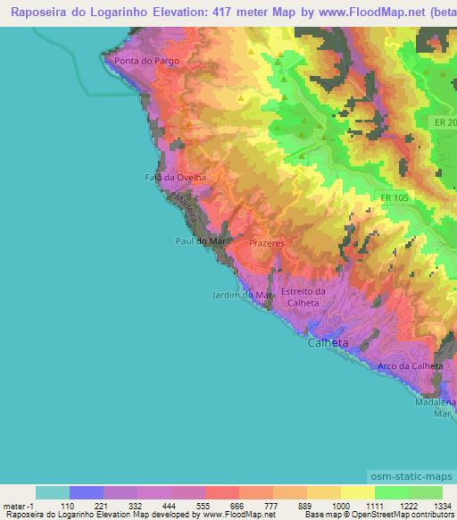 Raposeira do Logarinho,Portugal Elevation Map