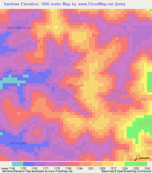 Sambwe,Uganda Elevation Map