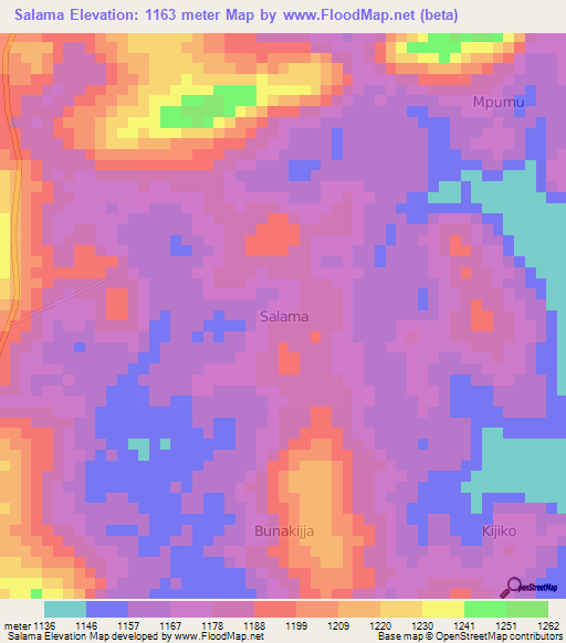 Salama,Uganda Elevation Map