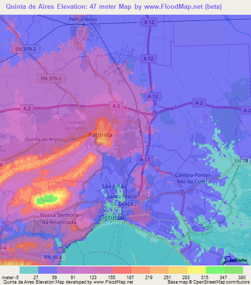Quinta de Aires,Portugal Elevation Map