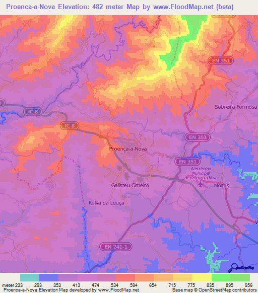 Proenca-a-Nova,Portugal Elevation Map