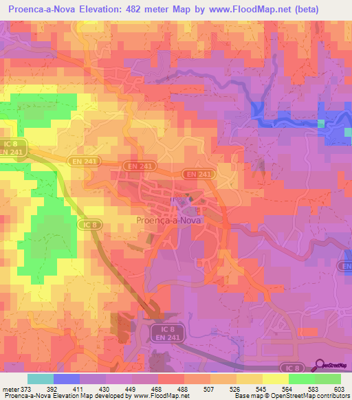 Proenca-a-Nova,Portugal Elevation Map