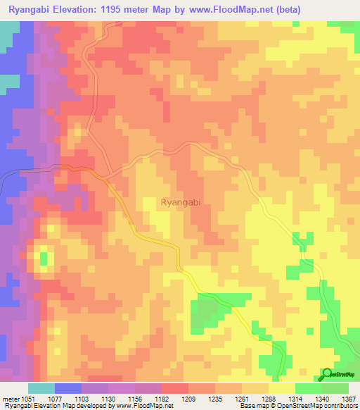 Ryangabi,Uganda Elevation Map