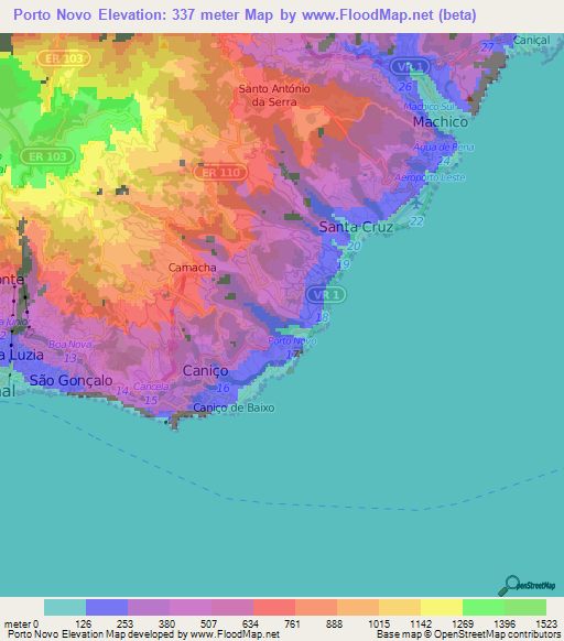 Porto Novo,Portugal Elevation Map