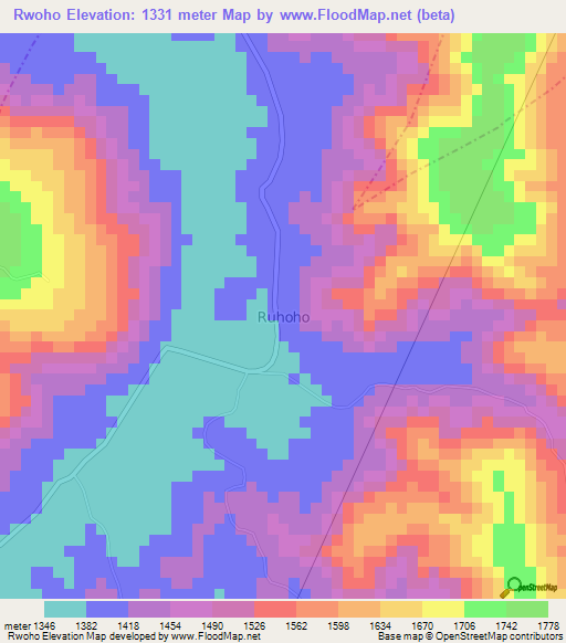 Rwoho,Uganda Elevation Map