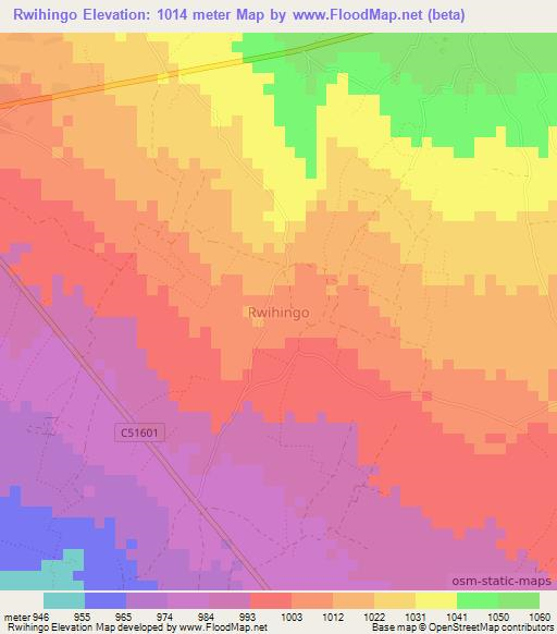 Rwihingo,Uganda Elevation Map