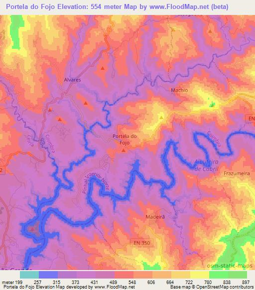Portela do Fojo,Portugal Elevation Map