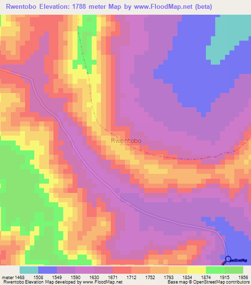 Rwentobo,Uganda Elevation Map