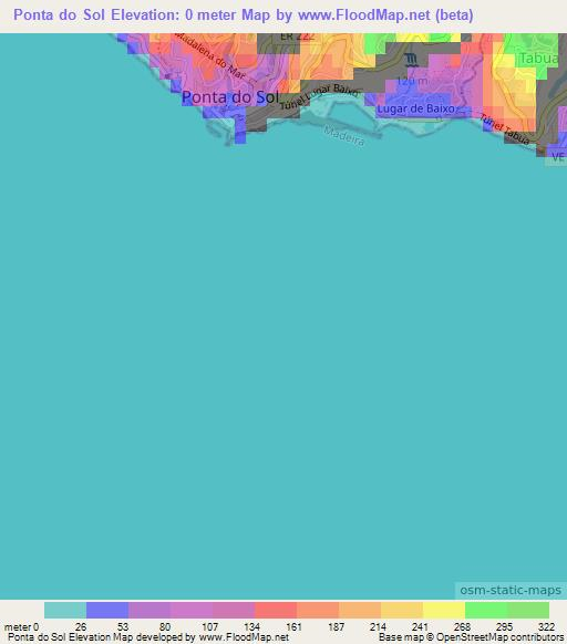 Ponta do Sol,Portugal Elevation Map