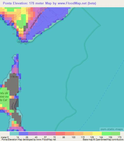 Ponta,Portugal Elevation Map