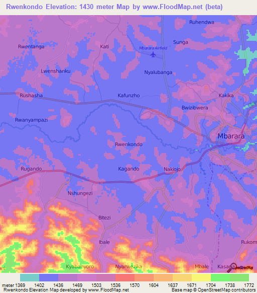 Rwenkondo,Uganda Elevation Map