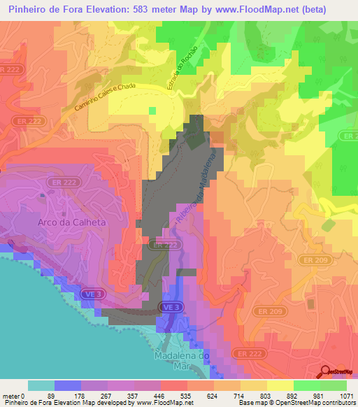 Pinheiro de Fora,Portugal Elevation Map