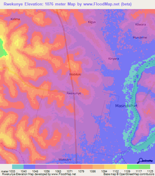 Rwekunye,Uganda Elevation Map