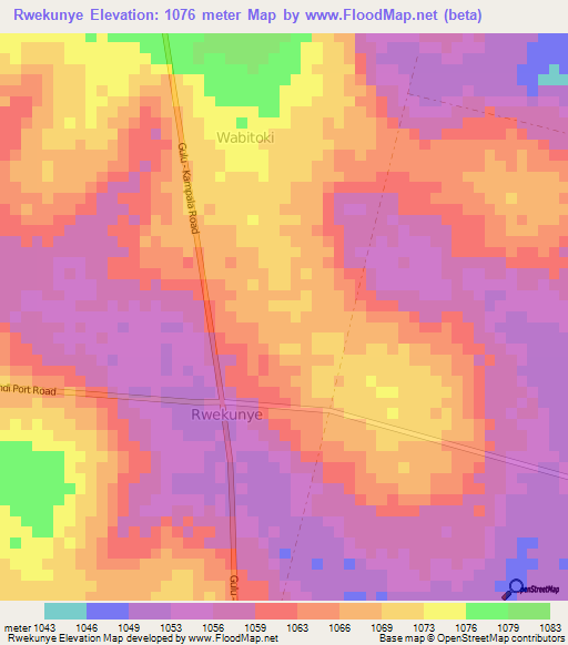 Rwekunye,Uganda Elevation Map
