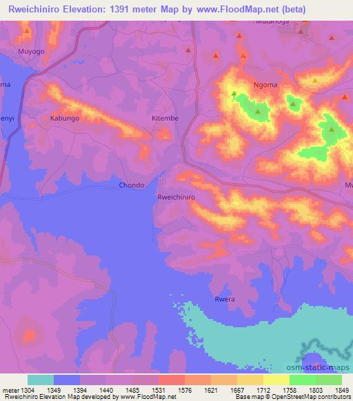 Rweichiniro,Uganda Elevation Map