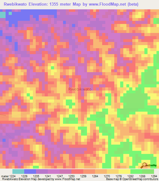 Rwebikwato,Uganda Elevation Map