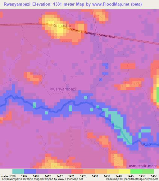 Rwanyampazi,Uganda Elevation Map