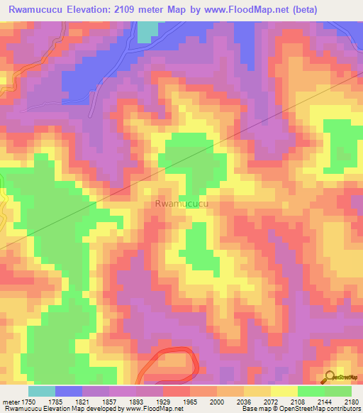 Rwamucucu,Uganda Elevation Map