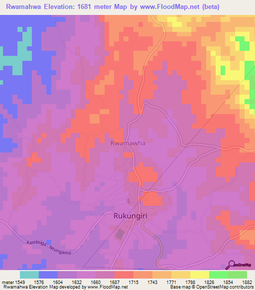 Rwamahwa,Uganda Elevation Map