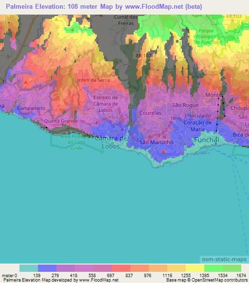 Palmeira,Portugal Elevation Map