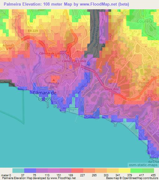 Palmeira,Portugal Elevation Map