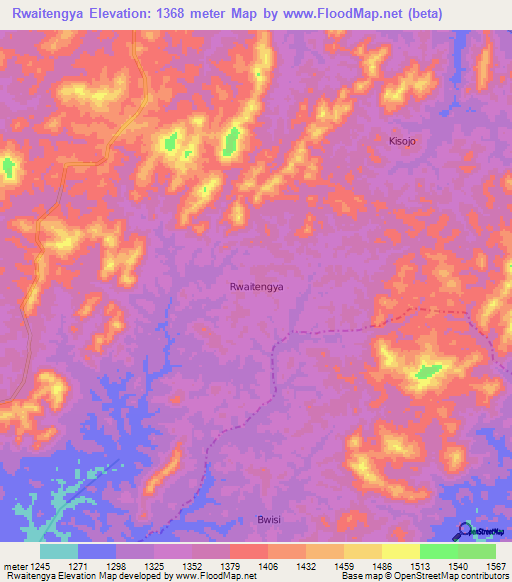 Rwaitengya,Uganda Elevation Map