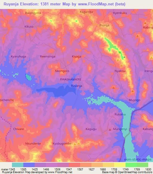 Ruyanja,Uganda Elevation Map