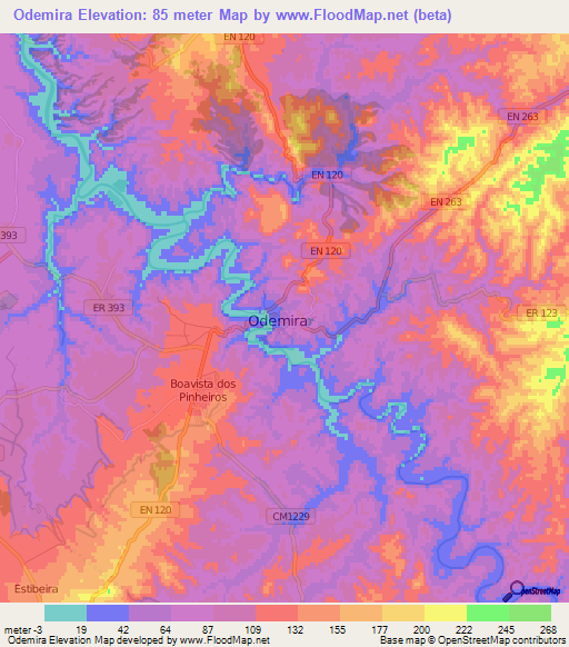 Odemira,Portugal Elevation Map