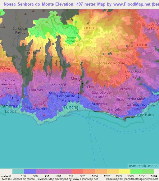 Nossa Senhora do Monte,Portugal Elevation Map