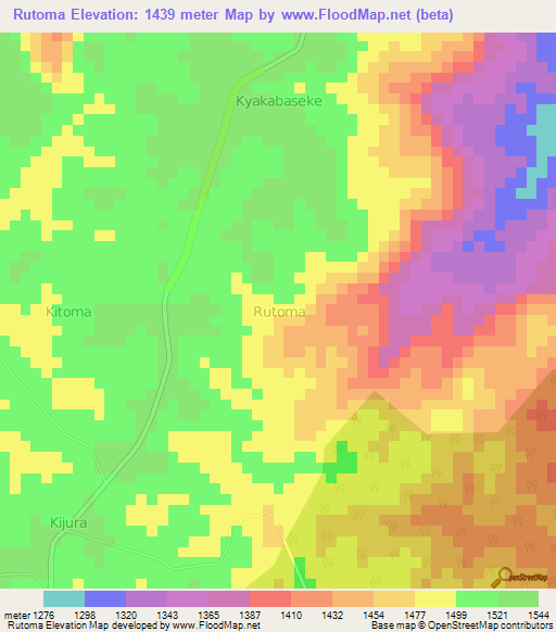 Rutoma,Uganda Elevation Map