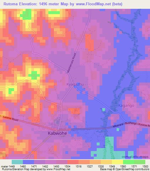 Rutoma,Uganda Elevation Map