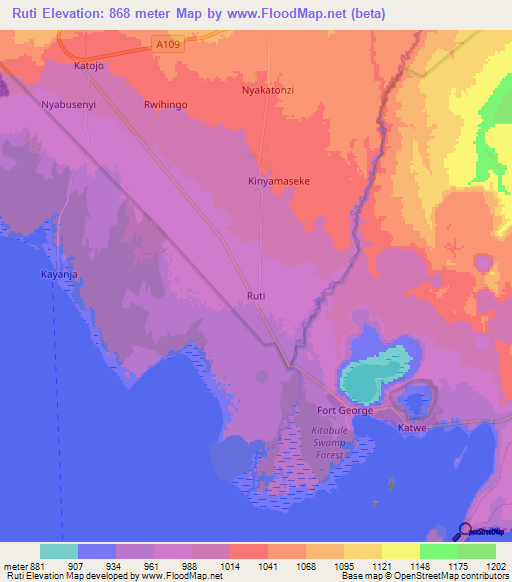 Ruti,Uganda Elevation Map