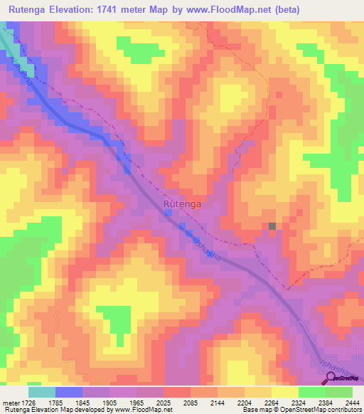 Rutenga,Uganda Elevation Map