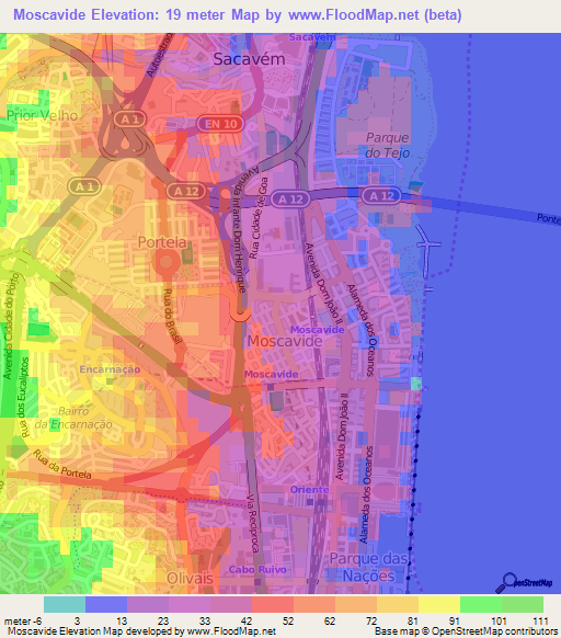 Moscavide,Portugal Elevation Map